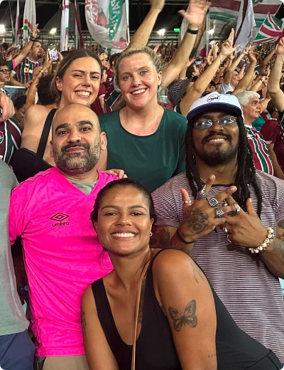 FIlhos do Rio team whatching a football match at the Maracanã Stadium in Rio de Janeiro.